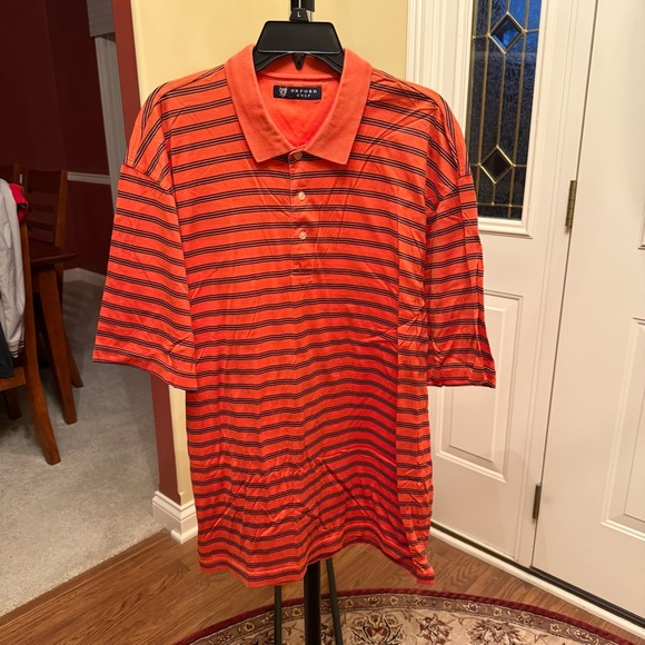 Oxford Golf Other - Oxford Orange and Navy Striped Golf Polo Shirt XL